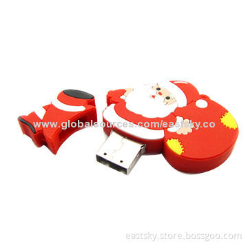 Customized Santa Claus-shaped USB drive, made of soft PVC material, OEM orders welcomed